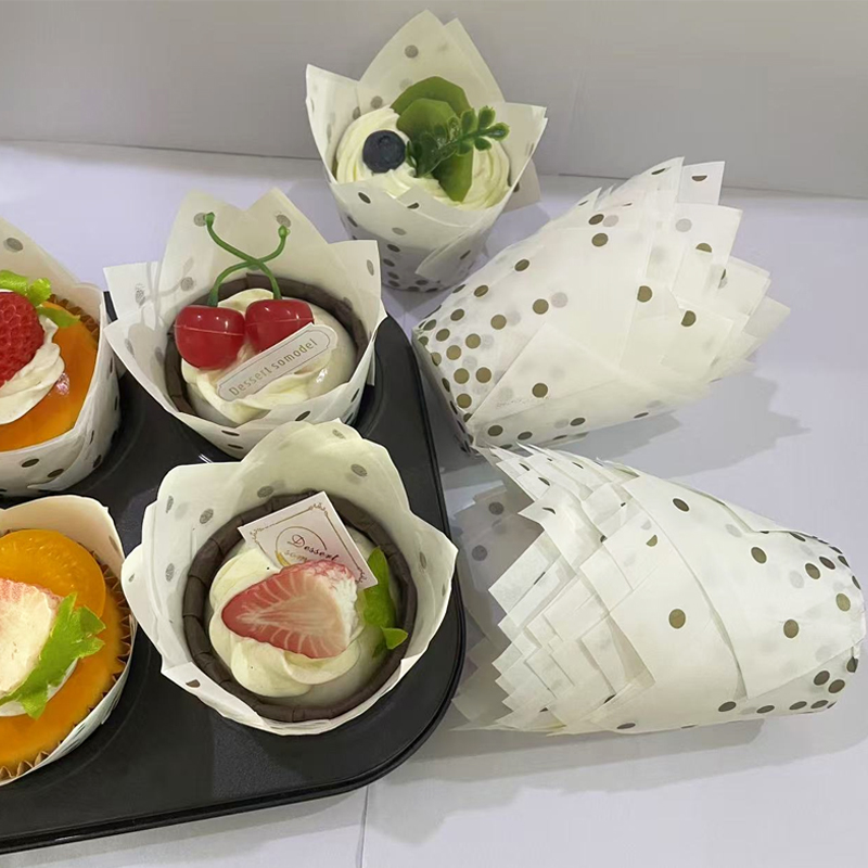 Event Suppliers - 50Pcs/100Pcs Gold Dot Tulip Cake Cups,