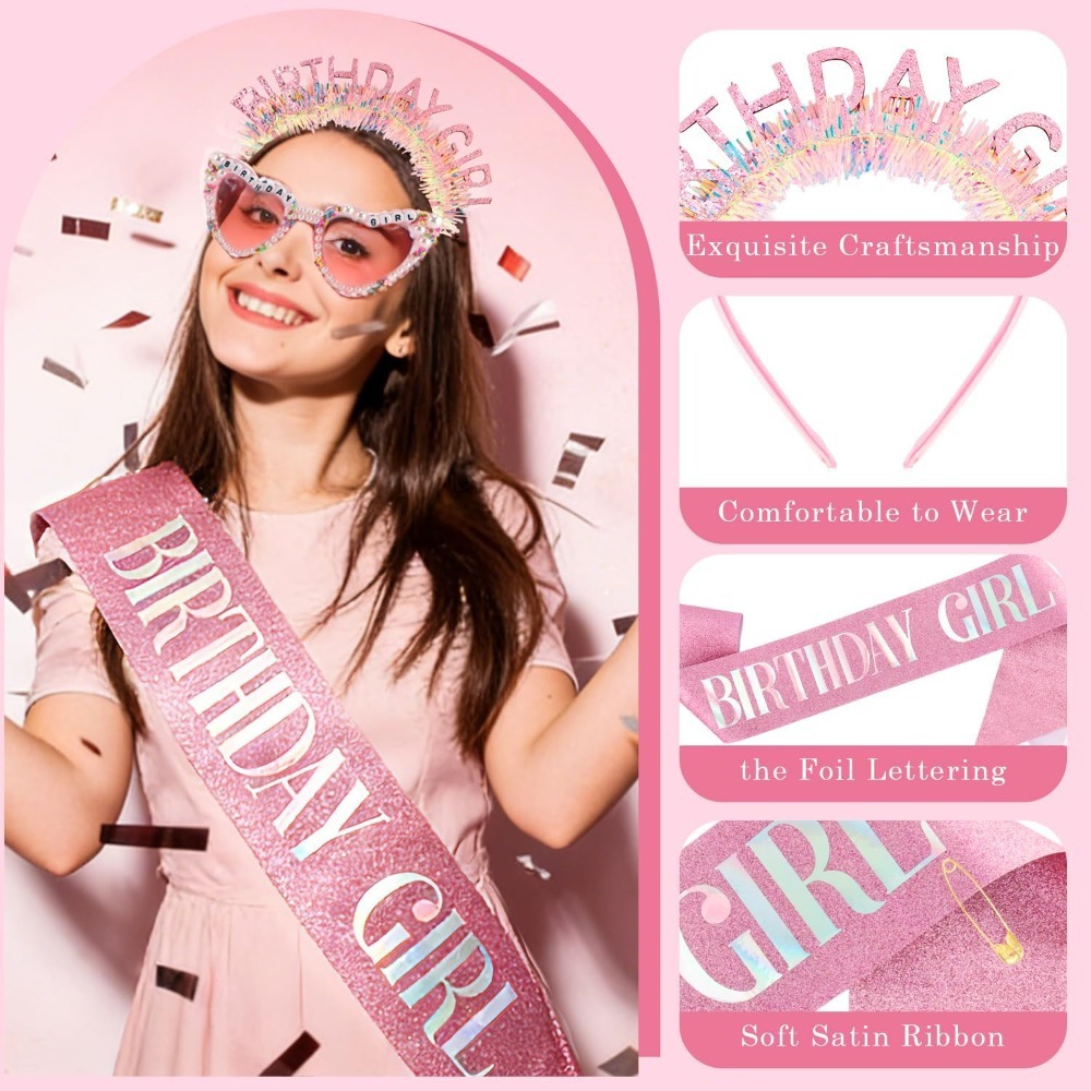 Birthday Girl Sash Glitter Hea - Birthday Sash Glitter 评论和价格