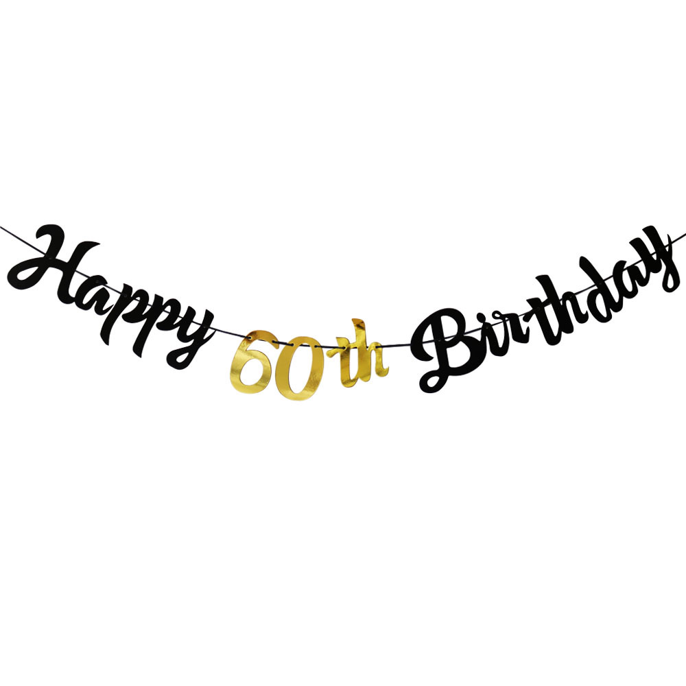 Black and Gold 60th Birthday P - Party Banner Gold 评论和价格