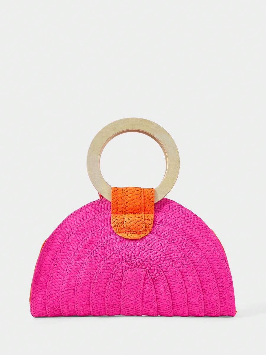 Ladies Round Wooden Arm Two-Co - Paper Straw Color 评论和价格