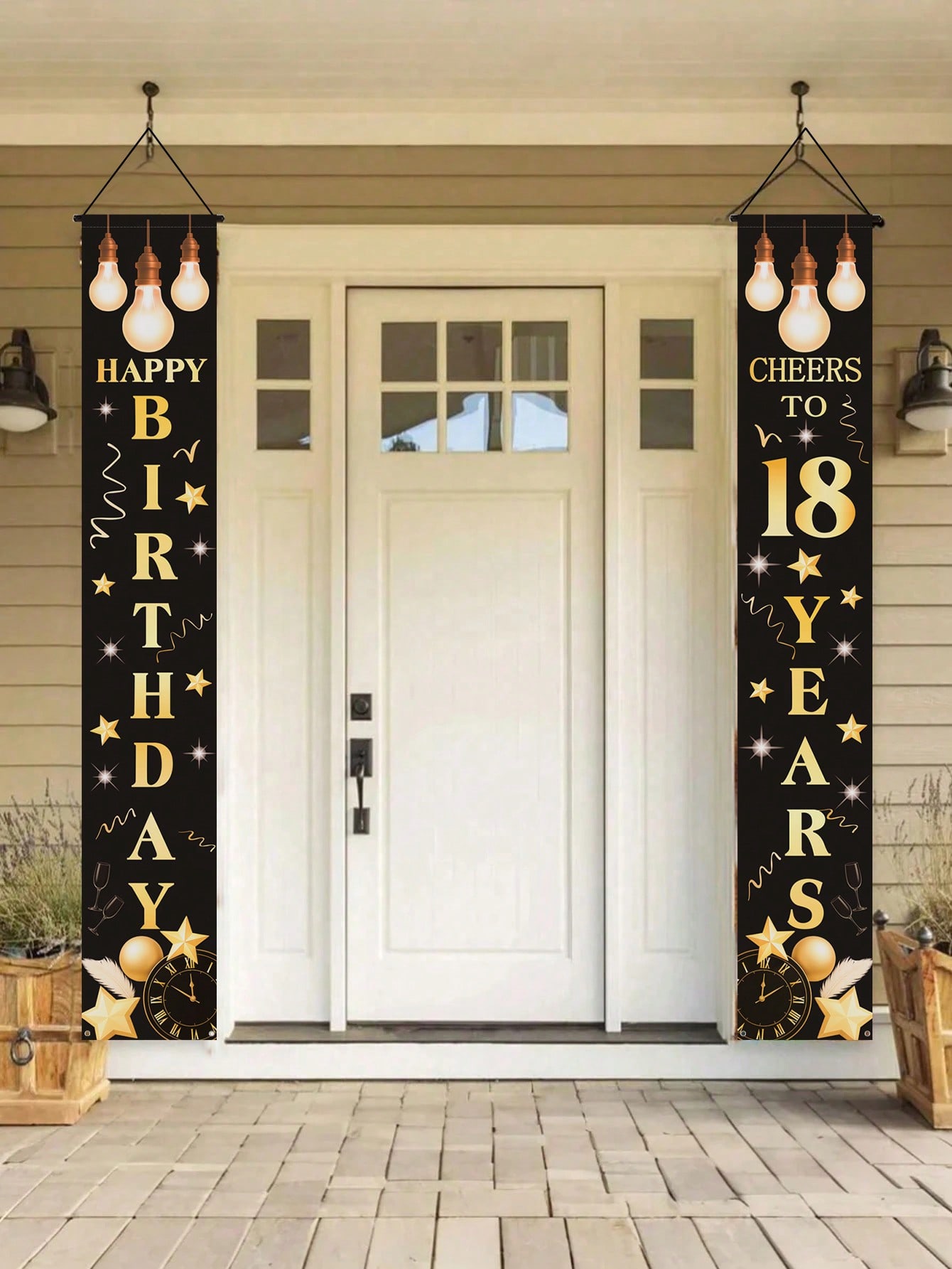 1 Pair of 18Th Birthday Celebr - Party Banner Gold 评论和价格