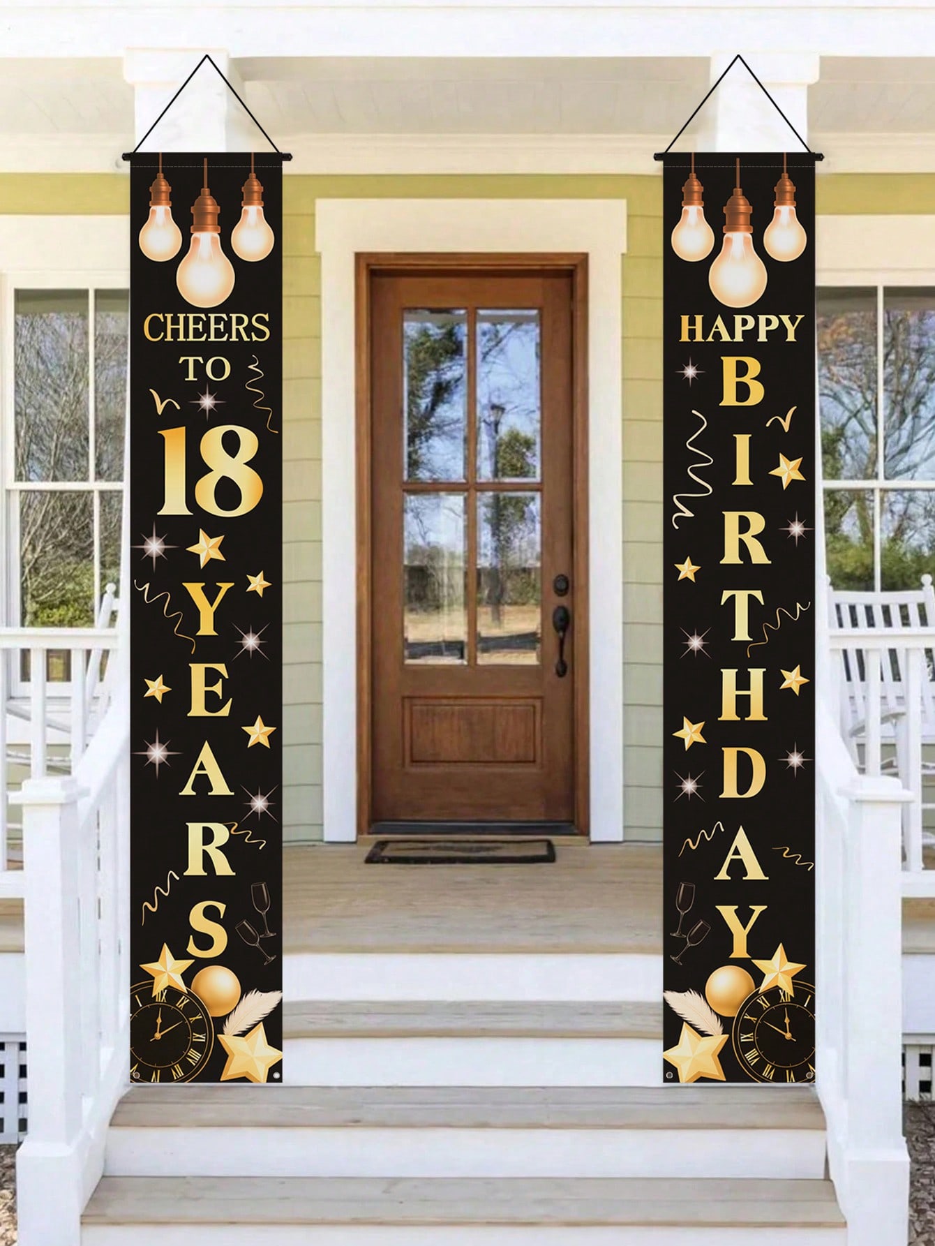 1 Pair of 18Th Birthday Celebr - Party Banner Gold 评论和价格