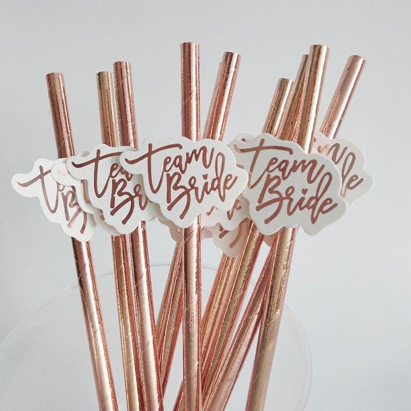 10pcs Team Bride Rose Gold Str - Paper Straw Color 评论和价格
