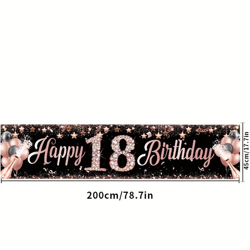 18th Birthday Banner, Rose Gol - Party Banner Gold 评论和价格